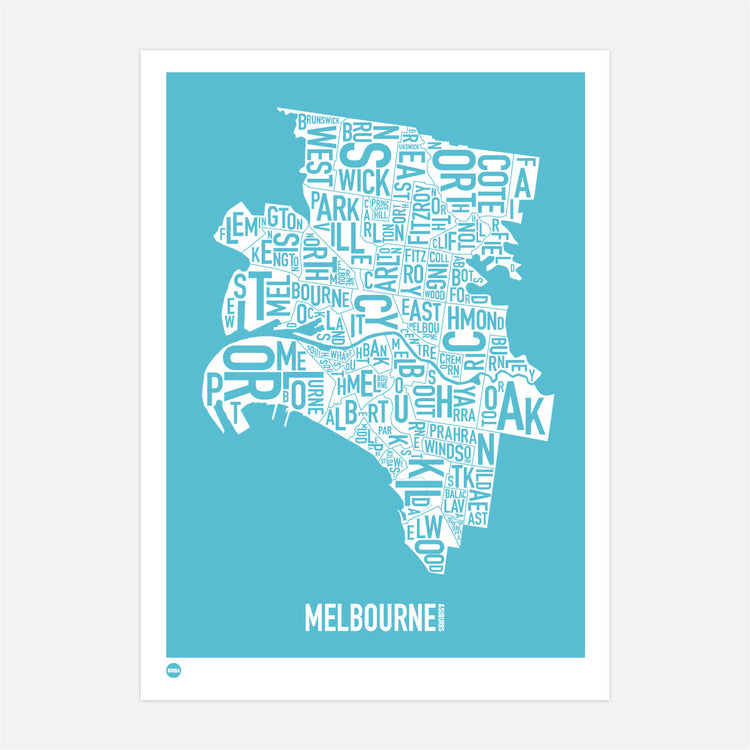 Melbourne Block Print in Ocean Blue