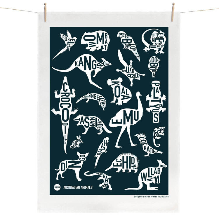 Australian Animals Tea Towel