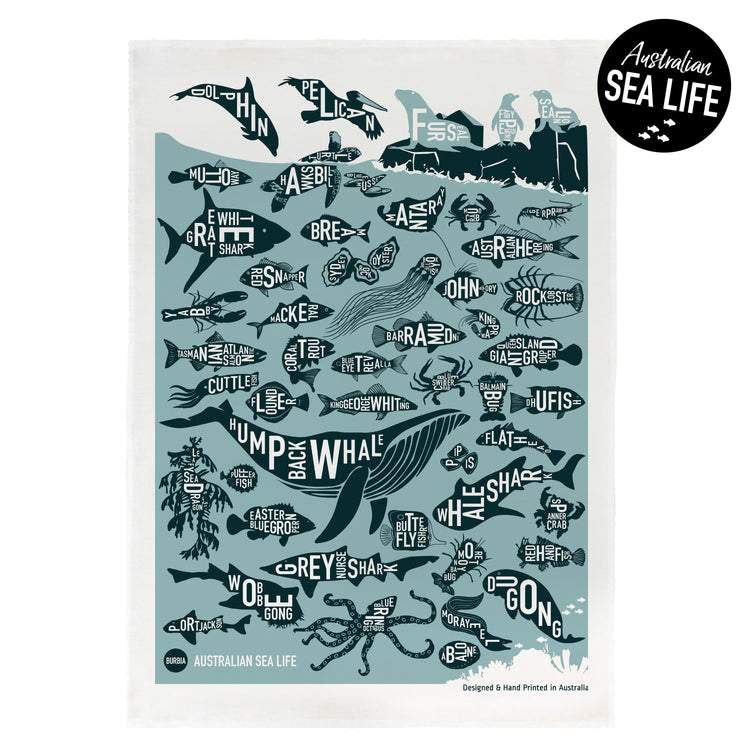 Australian Sea Life Tea Towel