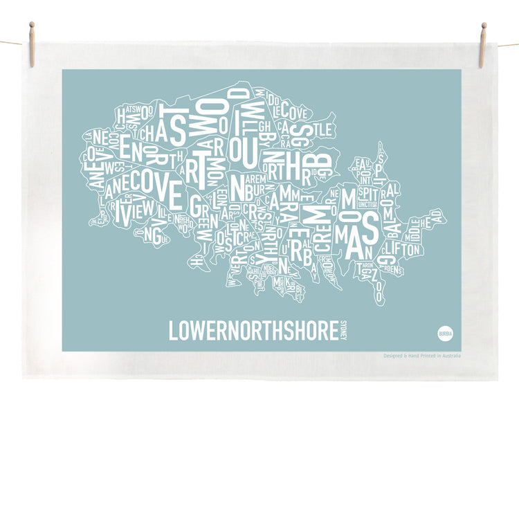 Burbia Sydney Lower North Shore Type Print Tea Towel