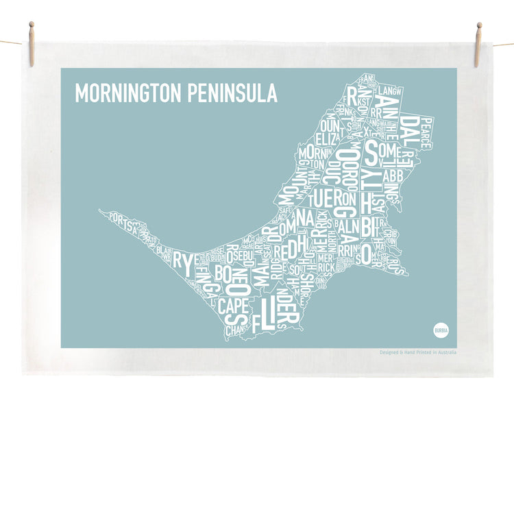 Burbia Mornington Peninsula Type Print Tea Towel