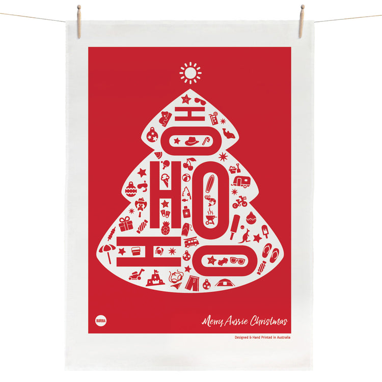 Hohoho Aussie Christmas Tea Towel