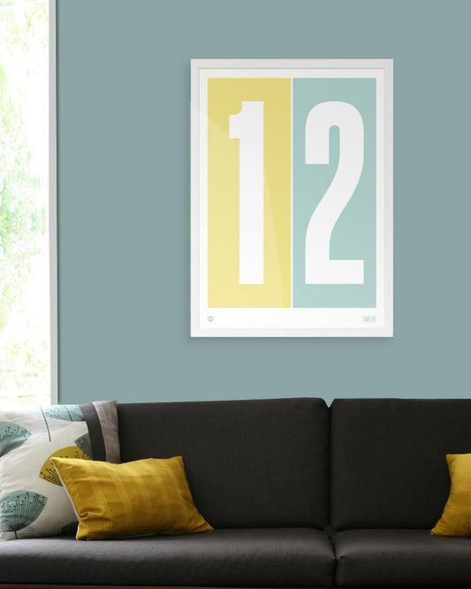 Duck Egg Blue & Lemon Numbers Print