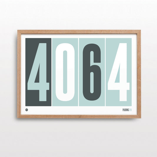 Burbia Duck Egg Blue Postcode Print