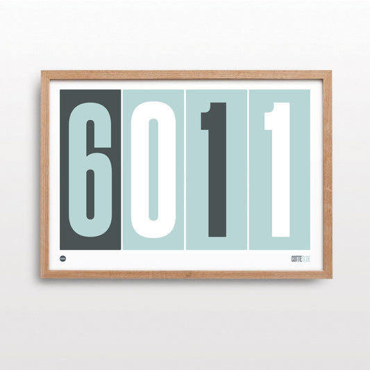 Burbia Duck Egg Blue Postcode Print