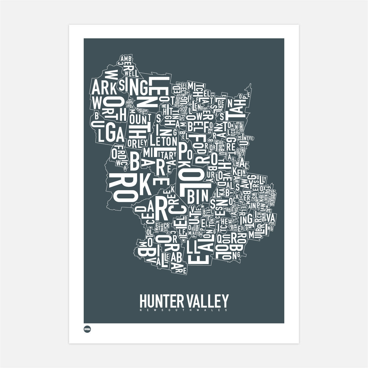 Burbia Hunter Valley Type Print