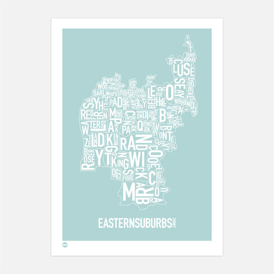 Burbia Sydney Eastern Suburbs Type Print