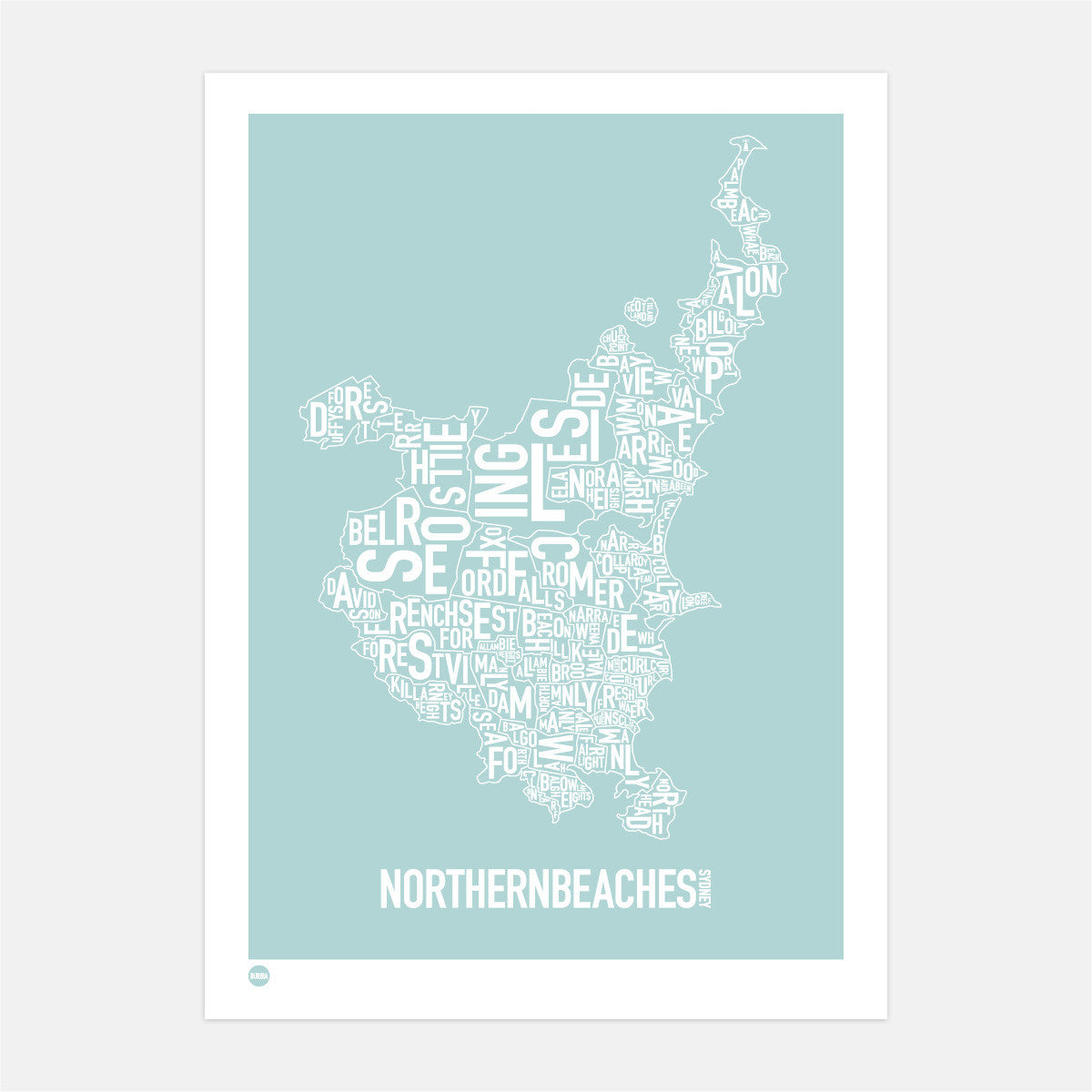 Burbia Sydney Northern Beaches Type Print