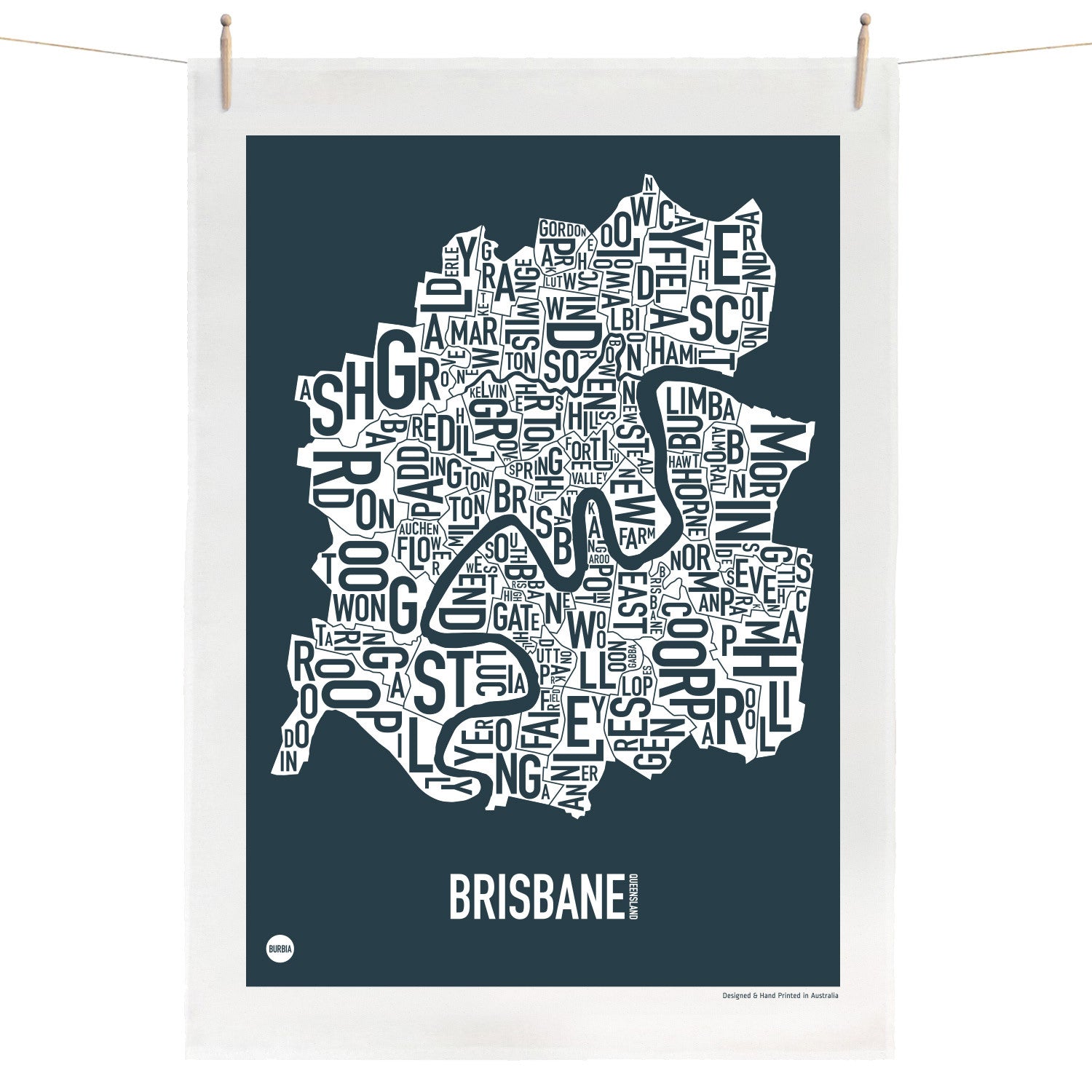 Brisbane Type Print Tea Towel