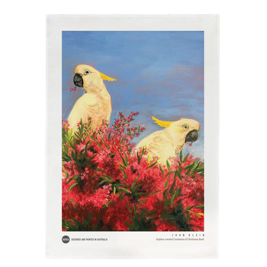 Cockatoos & Christmas Bush Tea Towel