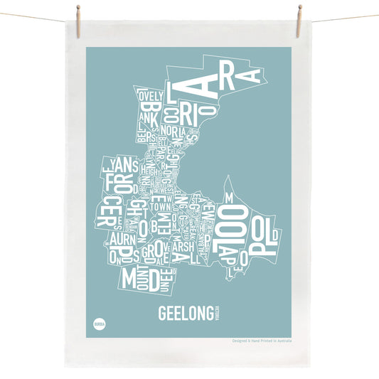 Burbia Geelong Type Print Tea Towel