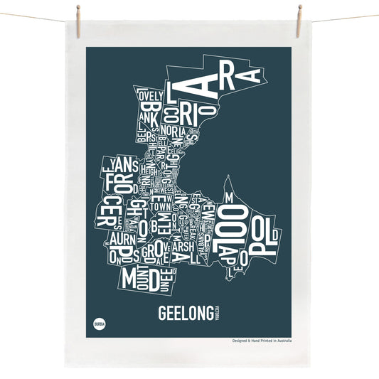 Burbia Geelong Type Print Tea Towel