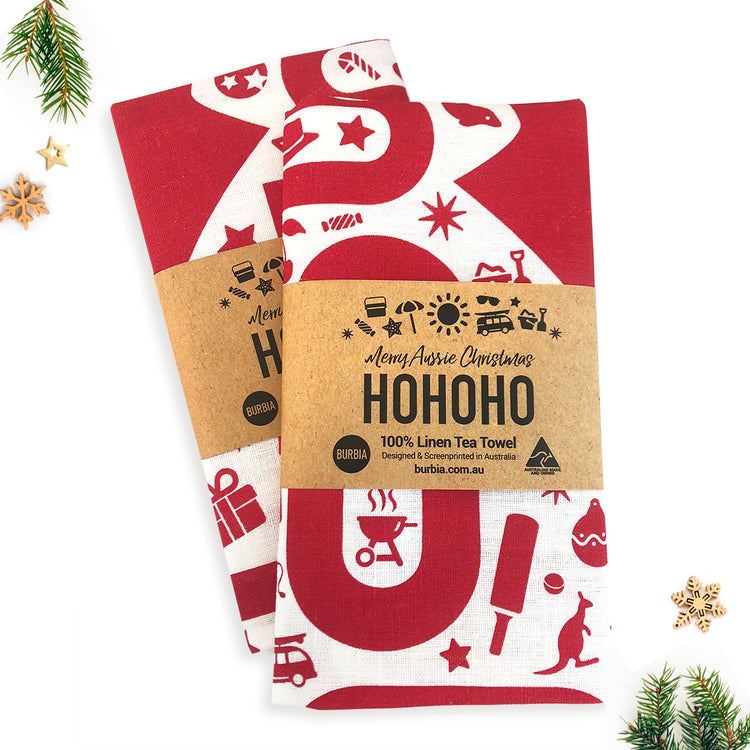 Hohoho Aussie Christmas Tea Towel